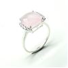 Image 3 : Silver Rose Quartz(5.4ct) Rhodium Plated Mens Ring Ring (~weight 4.25g)