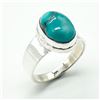 Image 3 : Silver Turquoise(8.1ct) Hand Made Mens Ring Ring (~weight 5.8g)