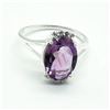 Image 1 : Silver Amethyst Cz(2.6ct) Rhodium Plated Ring (~weight 3.65g)