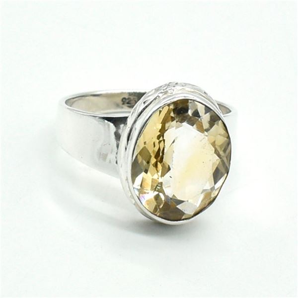 Silver Citrine(10.5ct) Hand Made Ring (~weight 6.25g)