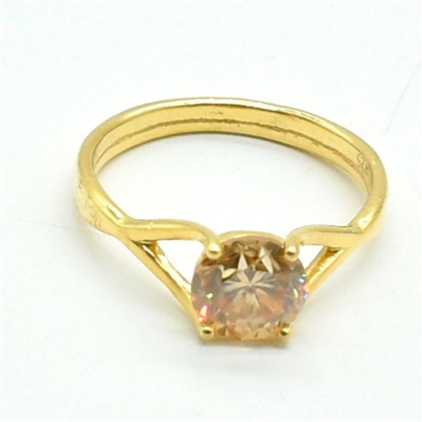 Gold plated Silver Moisanite(1.45ct) Gold Rhodium Plated Ring (~weight 3g)
