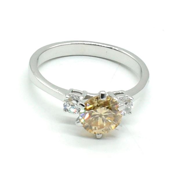 Silver Moisanite(1.5ct) Rhodium Plated Ring (~weight 3.95g)