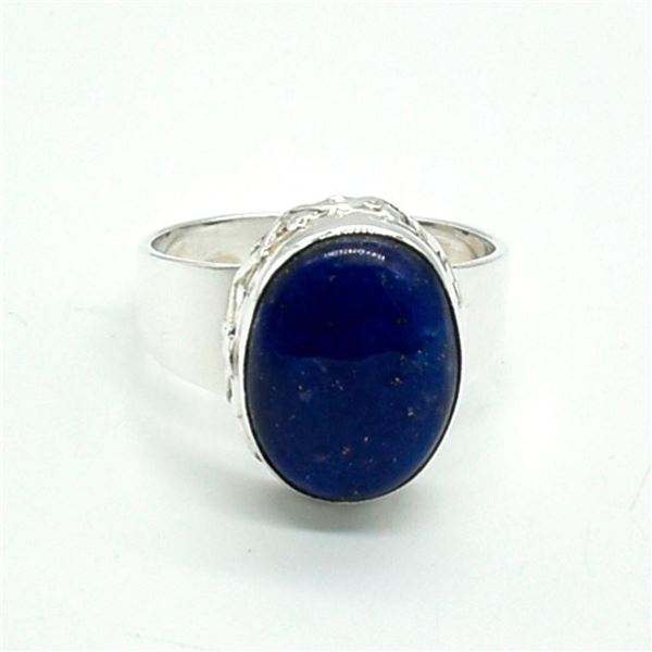 Silver Lapis(10.8ct) Hand Made Mens Ring Ring (~weight 6.6g)