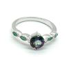 Image 1 : Silver Mystic Topaz Emerald(1.3ct) Rhodium Plated Ring (~weight 3.4g)