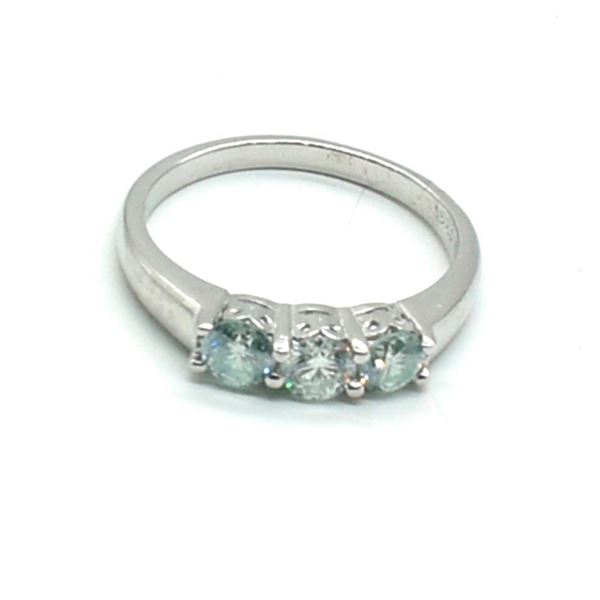 Silver Moisanite(0.95ct) Rhodium Plated Ring (~weight 2.55g)