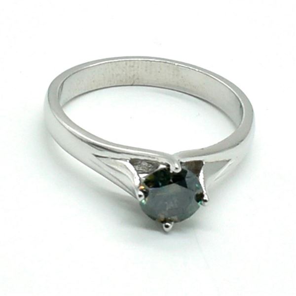 Silver Moisanite(1.25ct) Rhodium Plated Ring (~weight 4.35g)