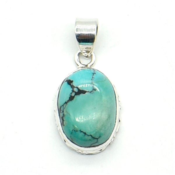 Silver Turquoise(11.1ct) Hand Made Pendant (~weight 4.5g)