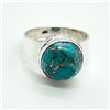 Image 1 : Silver Copper Turquoise(8.1ct) Hand Made Mens Ring Ring (~weight 6.3g)
