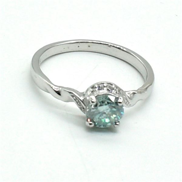Silver Moisanite(1.4ct) Rhodium Plated Ring (~weight 3.15g)
