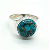 Image 1 : Silver Blue Copper Turquoise(6.3ct) Hand Made Mens Ring Ring (~weight 6.3g)