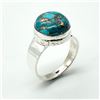 Image 3 : Silver Blue Copper Turquoise(6.3ct) Hand Made Mens Ring Ring (~weight 6.3g)