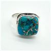 Image 1 : Silver Blue Copper Turquoise(9.2ct) Hand Made Mens Ring Ring (~weight 6.95g)