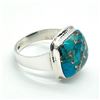 Image 2 : Silver Blue Copper Turquoise(9.2ct) Hand Made Mens Ring Ring (~weight 6.95g)