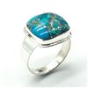 Image 3 : Silver Blue Copper Turquoise(9.2ct) Hand Made Mens Ring Ring (~weight 6.95g)