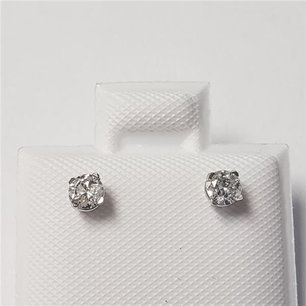 14K White Gold Diamond (0.24Ct,I1-3,F-G) Earrings (~Size )(Ring is resizable for $40) (~length inche