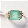 Image 1 : 10K Yellow Gold Natural Emerald-Colombia(1.6ct) Diamond(0.06ct) Ring (~Size 6)(Ring is resizable for