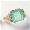 Image 2 : 10K Yellow Gold Natural Emerald-Colombia(1.6ct) Diamond(0.06ct) Ring (~Size 6)(Ring is resizable for