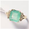 Image 3 : 10K Yellow Gold Natural Emerald-Colombia(1.6ct) Diamond(0.06ct) Ring (~Size 6)(Ring is resizable for
