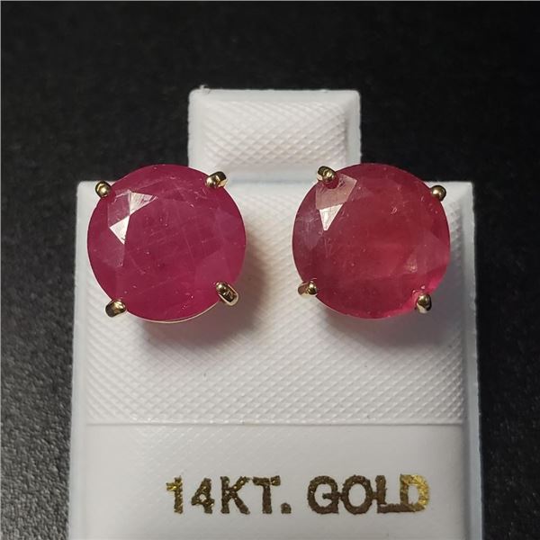 14K Yellow Gold Ruby(7ct) Earrings (~Size )(Ring is resizable for $40) (~length inches) (~weight 2.4