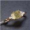 Image 2 : 14K Yellow Gold Diamond (1Ct,I3,Fancy Light Greenish Yellow) Diamond(0.05ct) Ring (~Size 6.5)(Ring i