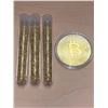 Image 1 : Lot of 4 - Golden Flake Material and NEW encapsulated Bitcoin Medallion