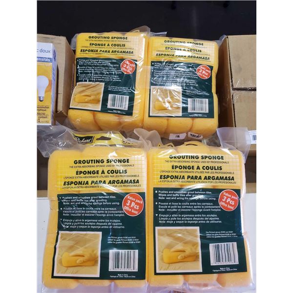 New Richards Grouting Sponges - Lot of 4 Bags 3 Sponges Per Bag