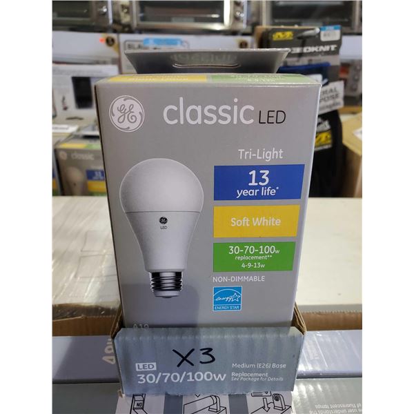 New GE Classic LED Tri-Light Soft White 30-70-100W Light Bulbs - Lot of 3