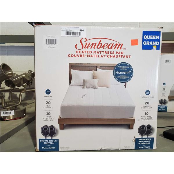 Sunbeam Heated Queen Size Mattress Pad dual control