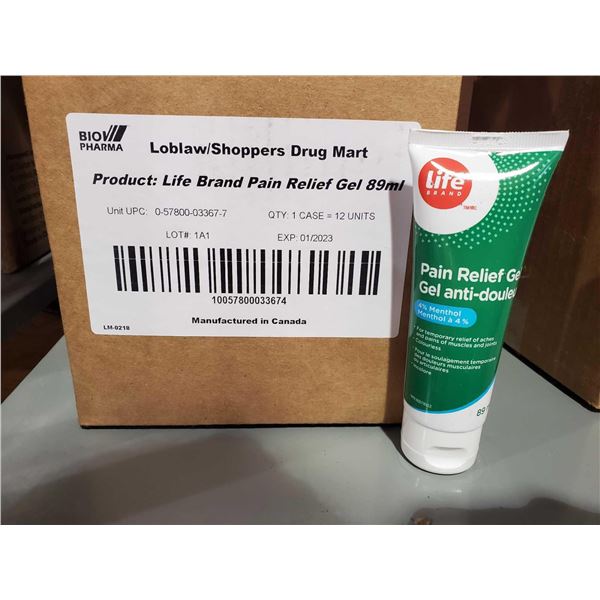 Life Brand Case lot of Pain Relief Gel menthol 12 x 89ml