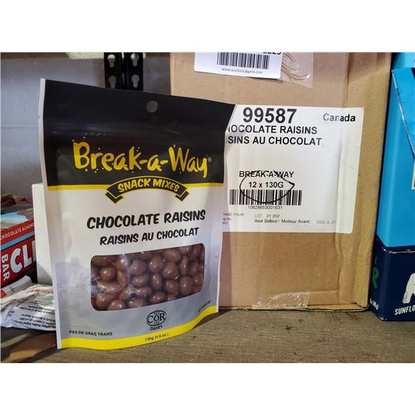 Breakaway Chocolate Raisins Case lot of 12 x 130g
