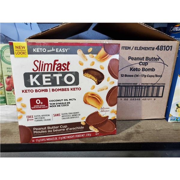 SlimFast Keto Bomb Peanut Butter cups Case lot of 12 x 238g
