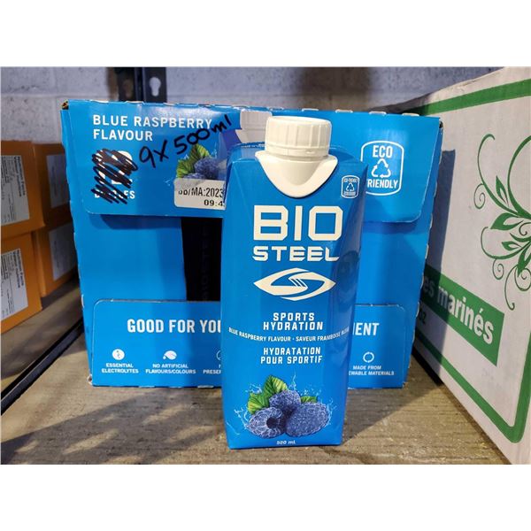 Bip Steel Blue Raspberry Sports Hydration Case lot of 9 x 500ml