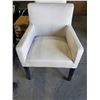 Image 3 : Cream Upholstered Arm Chair with esspresso wood legs, showroom sample