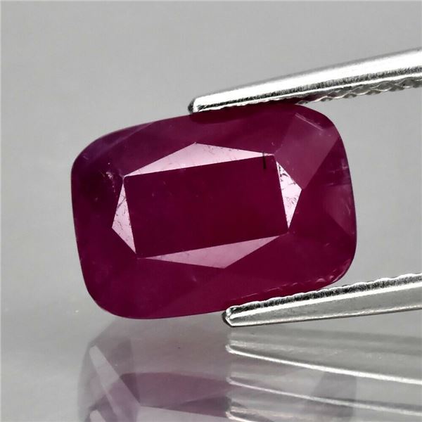 4.17ct 10x7.2mm Cushion Natural Purplish Red Ruby Unheated Mozambique