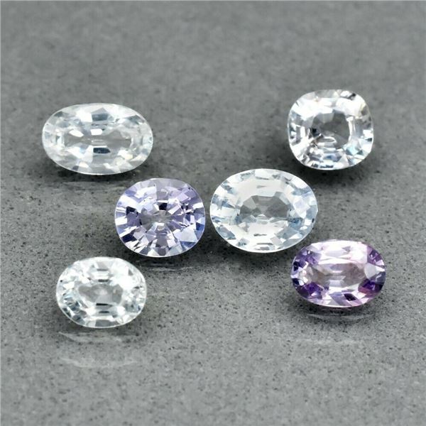 6 pcs Lot 2.87ct t.w VS Cushion & Oval Natural Multi-Color Sapphire Ceylon Heated