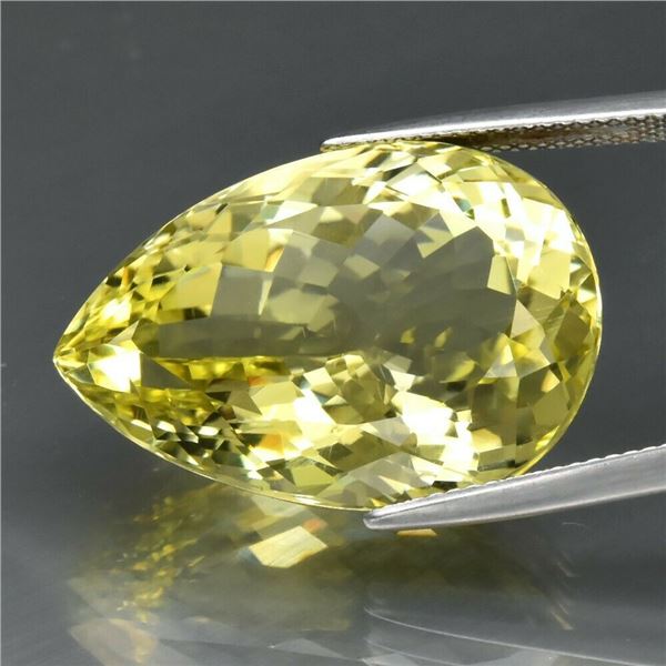 Big! Ravishing 31.72ct 25.2x17mm VVS Pear Natural Yellow Lemon Quartz, Brazil