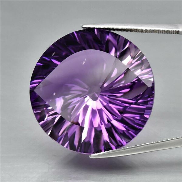 Big! Amazing 39.75ct 24.4mm VVS Round Concave Natural Unheated Purple Amethyst