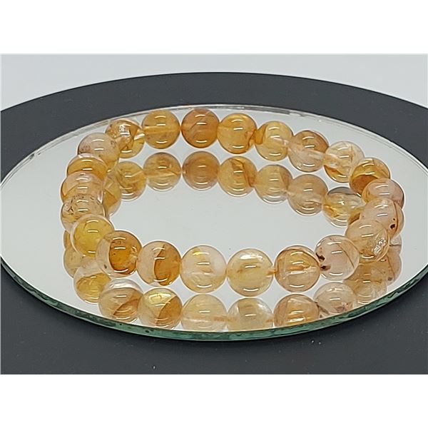 8.5mm Natural Yellow Phantom Ghost Garden Quartz Crystal Beads Bracelet