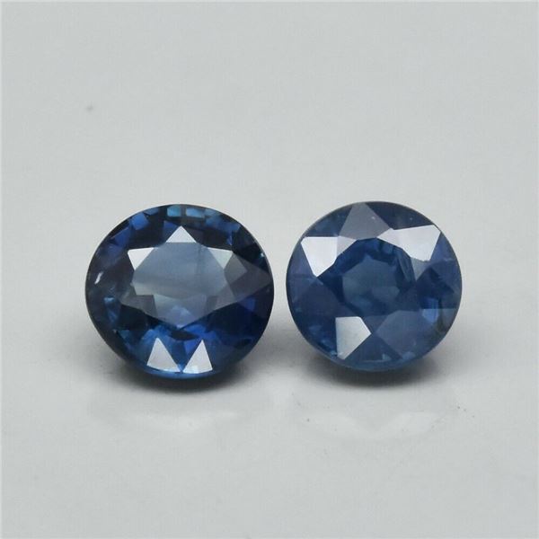 Pair 2pcs 0.79ct t.w Round Natural Blue Sapphire, Australia