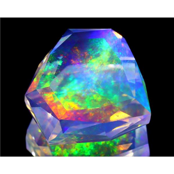 Extraordinary Rare Mexican Contraluz Opal - precison cut - 6.11 ct.