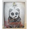 Image 1 : PANDA PAINTING 16" X 20" MOUNTED ON WOOD FRAME