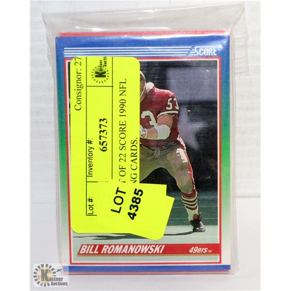 15 LOT OF 22 SCORE 1990 NFL TRADING CARDS 15 LOT OF 22 SCORE 1990 NFL TRADING CARDS
