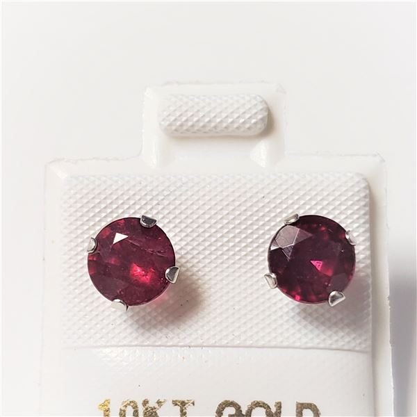 BZ644-95 10K WHITE GOLD RUBY EARRINGS