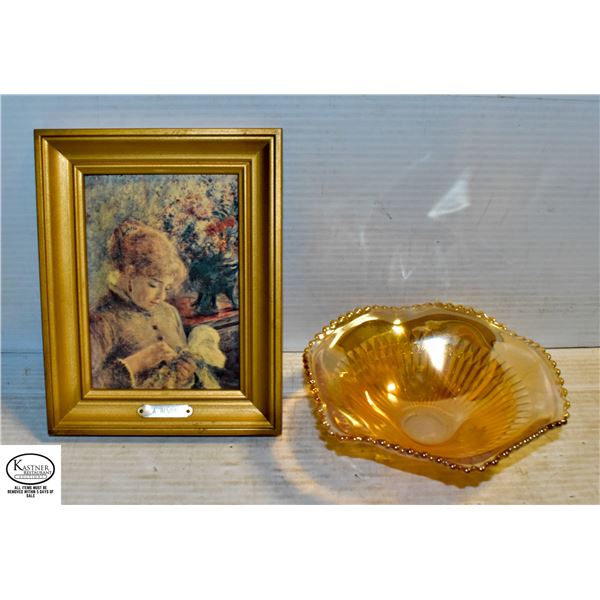 VINTAGE BOWL & PICTURE (A. RENIOR) 5 IN X 7 IN