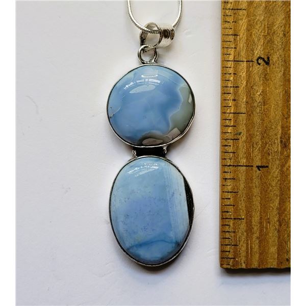 11)  DOUBLE BLUE OPAL PENDANT, ONE ROUND &