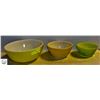 SET OF 3 VINTAGE PYREX MIXING BOWLS