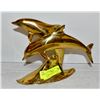 TALL DUAL BRASS DOLPHIN STATUE