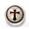 Image 1 : 2)  KNIGHTS TEMPLAR SILVER TONE AND RED ENAMEL