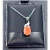 Image 1 : #45- NATURAL 6X8 ORANG CARNELIAN & CZ  PENDANT