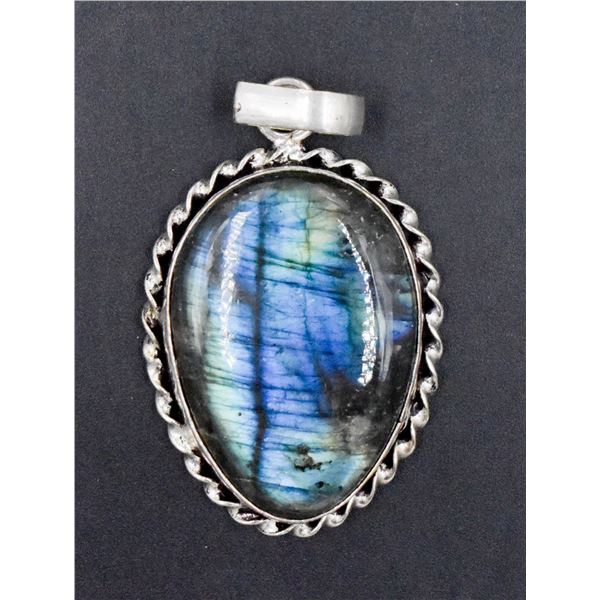 #146-NATURAL FIRE LABRADORITE PENDANT